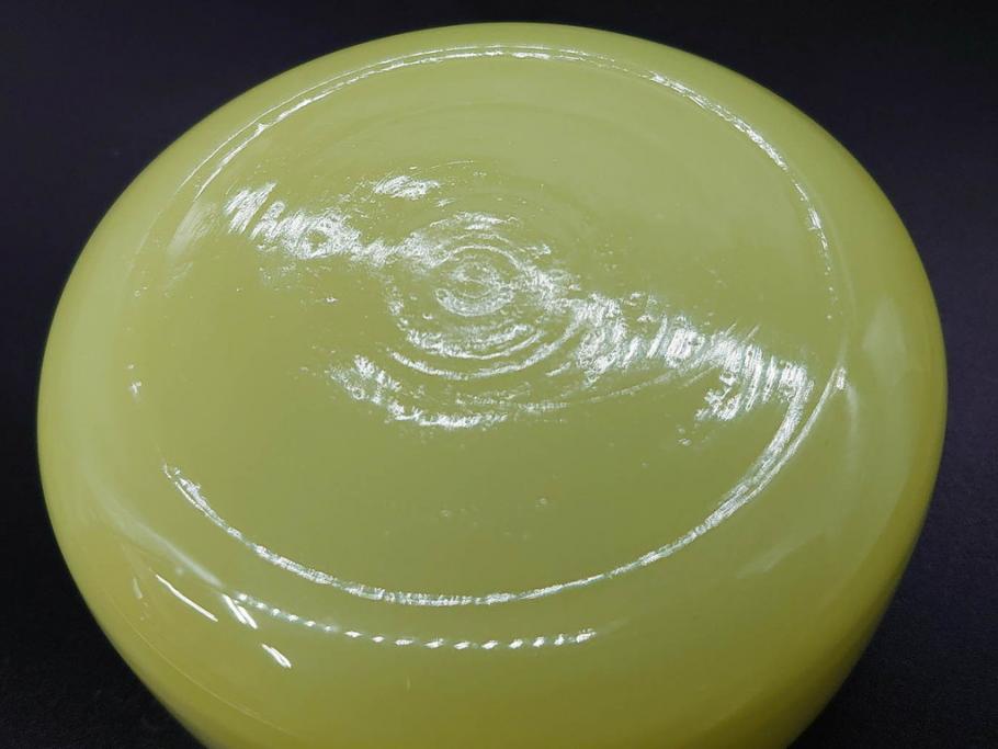 戦前 当時物 ウランガラス 上品な佇まいの小物入れ&灰皿セット(蓋物、アシュトレイ、和ガラス、硝子瓶)(R-082861)