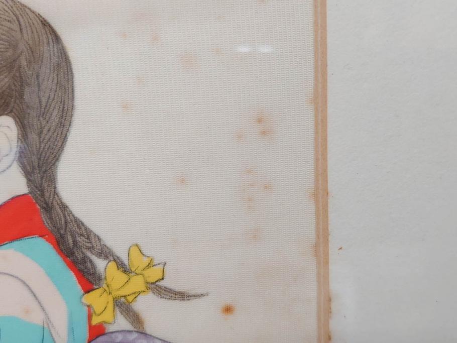 真作　蔦谷喜一　「縄とび」　1983年制作　サイン入り　絵画(人物画、ぬりえ、塗り絵、縄跳び、子供、子ども、額装)(R-076210)