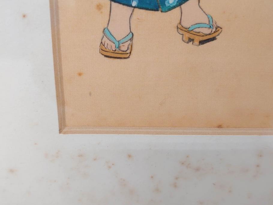 真作　蔦谷喜一　「縄とび」　1983年制作　サイン入り　絵画(人物画、ぬりえ、塗り絵、縄跳び、子供、子ども、額装)(R-076210)