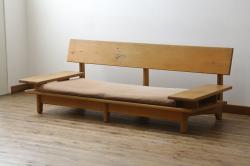 中古　飛騨産業　キツツキ　森のことば　両肘付きソファ3P(SN105SO)　木のぬくもりを感じる3人掛けソファ(三人掛け、トリプルソファ、アームソファ)(R-073802)