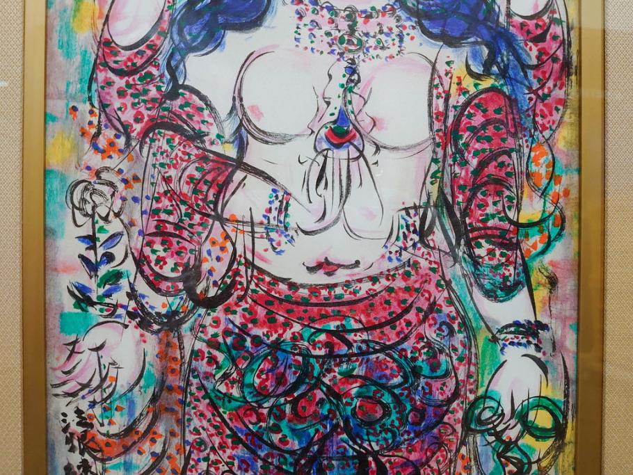 真作　棟方志功　「大弁財天妃神尊像之図」　限定240部のうち第79番　石版画(リトグラフ、絵画、額装、箱付き)(R-076212)