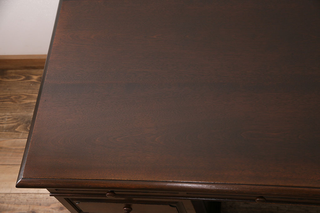 ヴィンテージ　松本民芸家具　希少!脚のデザインが特徴的なH型両袖机(定価約78万円)(両袖デスク、机、在宅ワーク、在宅用ワークデスク、ビンテージ)(R-047932)