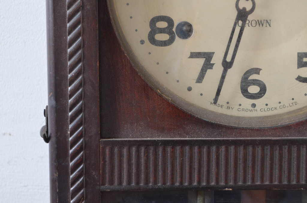 和製アンティーク　堀田時計店　TRADE MARK(トレードマーク)　N.H.T　CROWN CLOCK　クラシカルな佇まいが魅力の振り子時計(掛け時計、古時計、柱時計)(R-081976)
