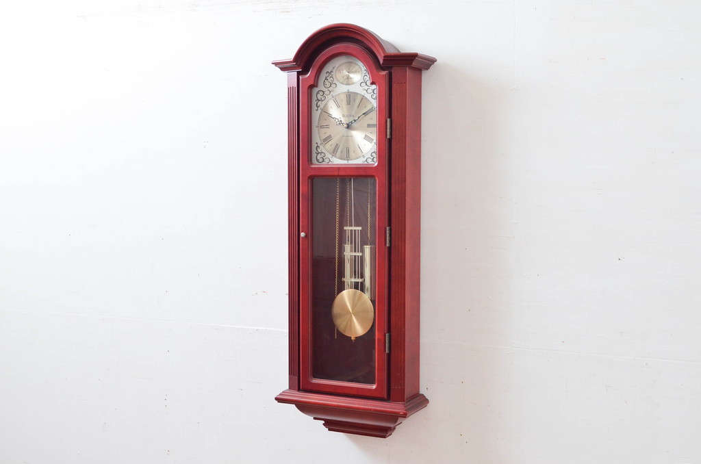 中古　BULOVA(ブローバ)　Bulova Tatianna Wall Chimes Clock(タチアナチャイムウォールクロック)　C3381　色味の美しいグランドファーザークロック(柱時計、掛け時計、古時計、振り子時計)(R-081994)