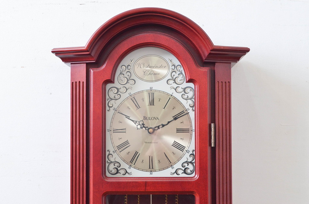 中古　BULOVA(ブローバ)　Bulova Tatianna Wall Chimes Clock(タチアナチャイムウォールクロック)　C3381　色味の美しいグランドファーザークロック(柱時計、掛け時計、古時計、振り子時計)(R-081994)