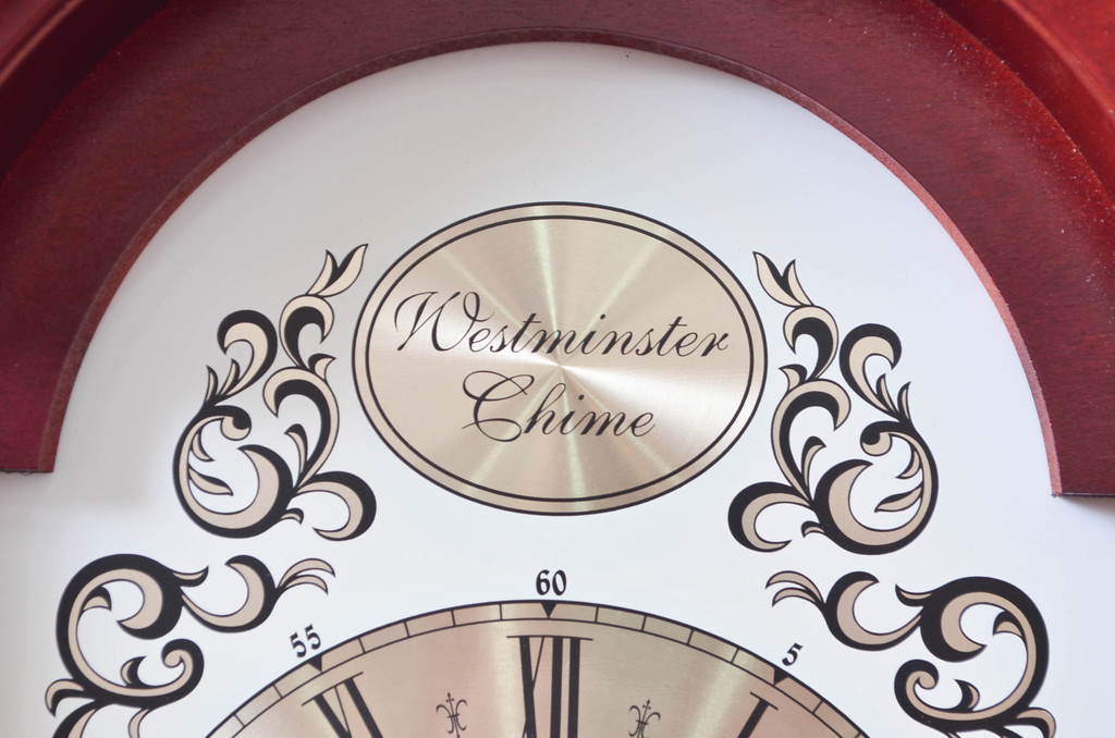 中古　BULOVA(ブローバ)　Bulova Tatianna Wall Chimes Clock(タチアナチャイムウォールクロック)　C3381　色味の美しいグランドファーザークロック(柱時計、掛け時計、古時計、振り子時計)(R-081994)