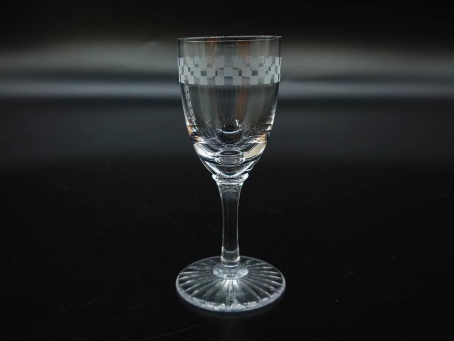 帝国ホテル　フランク・ロイド・ライト　気品あふれるグラス6客セット(市松模様、リキュール、ショット、酒器、酒杯、ガラス、硝子、外箱付)(R-082863)