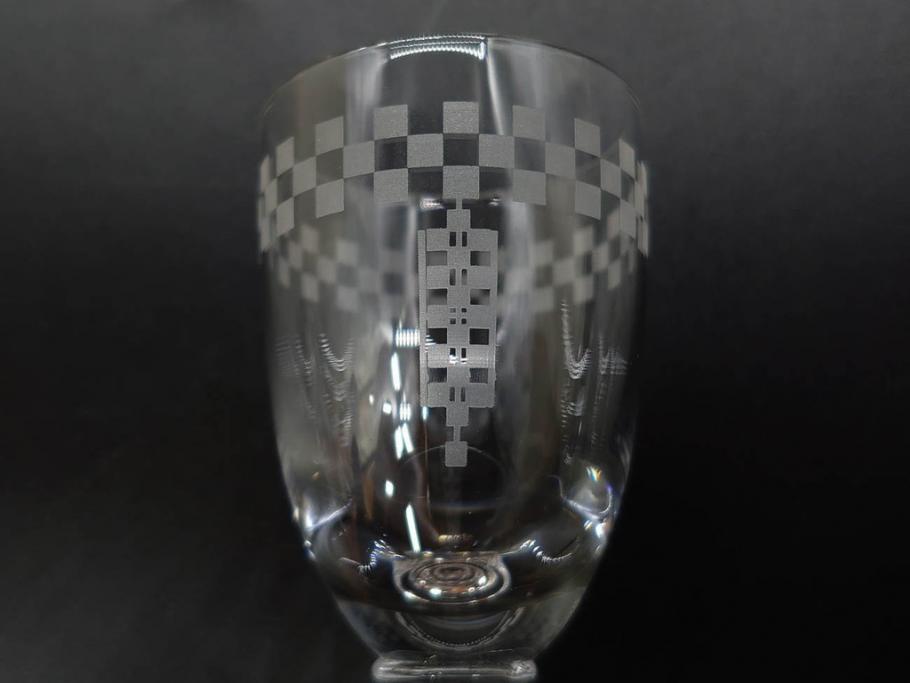 帝国ホテル　フランク・ロイド・ライト　気品あふれるグラス6客セット(市松模様、リキュール、ショット、酒器、酒杯、ガラス、硝子、外箱付)(R-082863)