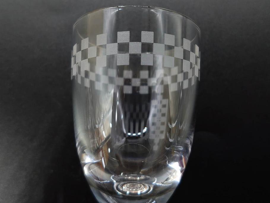 帝国ホテル　フランク・ロイド・ライト　気品あふれるグラス6客セット(市松模様、リキュール、ショット、酒器、酒杯、ガラス、硝子、外箱付)(R-082863)