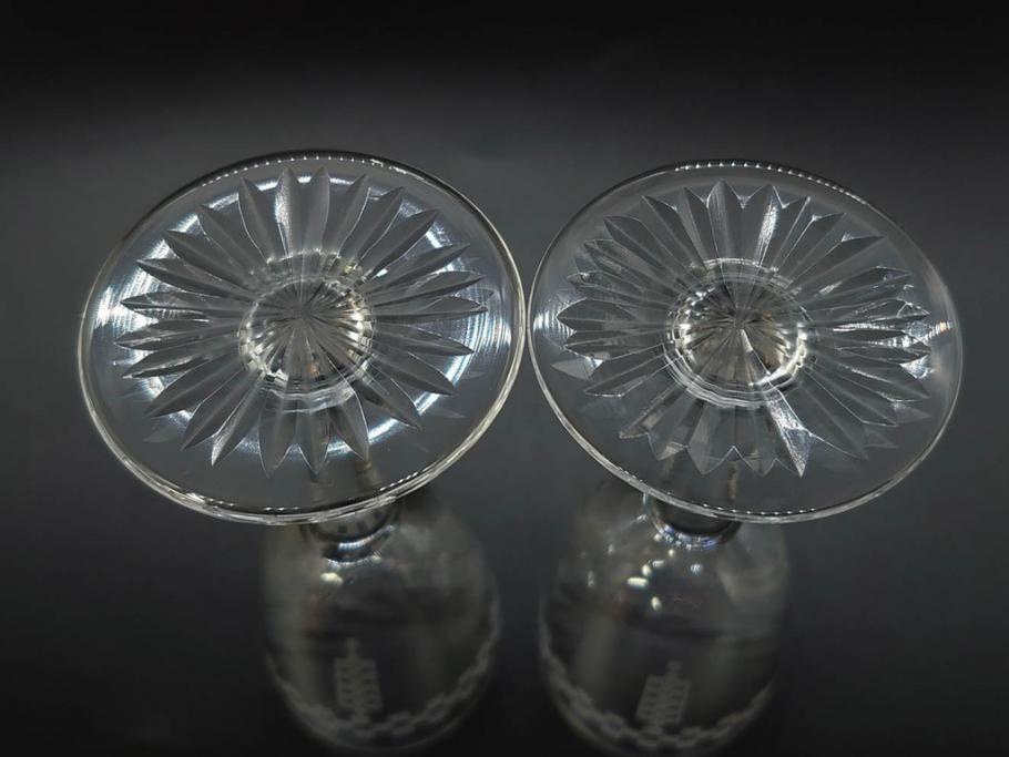 帝国ホテル　フランク・ロイド・ライト　気品あふれるグラス6客セット(市松模様、リキュール、ショット、酒器、酒杯、ガラス、硝子、外箱付)(R-082863)