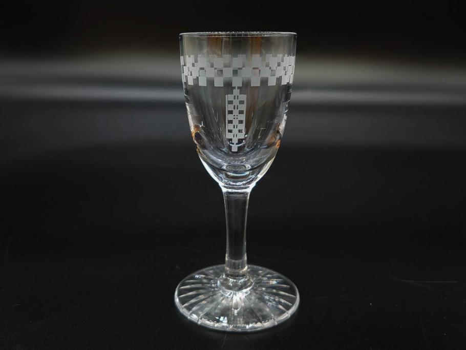 帝国ホテル　フランク・ロイド・ライト　気品あふれるグラス6客セット(市松模様、リキュール、ショット、酒器、酒杯、ガラス、硝子、外箱付)(R-082863)