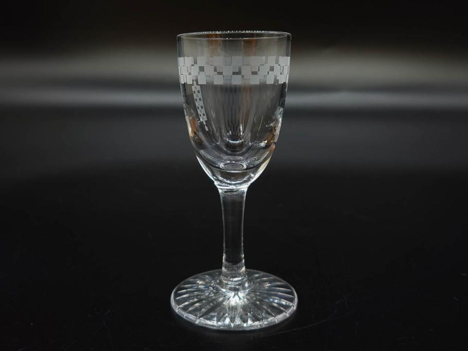 帝国ホテル　フランク・ロイド・ライト　気品あふれるグラス6客セット(市松模様、リキュール、ショット、酒器、酒杯、ガラス、硝子、外箱付)(R-082863)