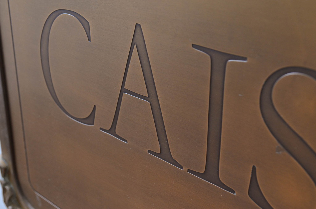 フランスアンティーク　両面表示　CAISSE(レジ、精算窓口)　置いてあるだけでおしゃれな雰囲気が高まるスタンドサイン(看板、レジ案内、店舗什器)(R-081555)