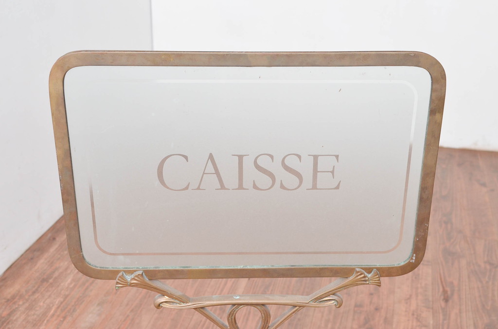 フランスアンティーク　両面表示　CAISSE(レジ、精算窓口)　置いてあるだけでおしゃれな雰囲気が高まるスタンドサイン(看板、レジ案内、店舗什器)(R-081556)
