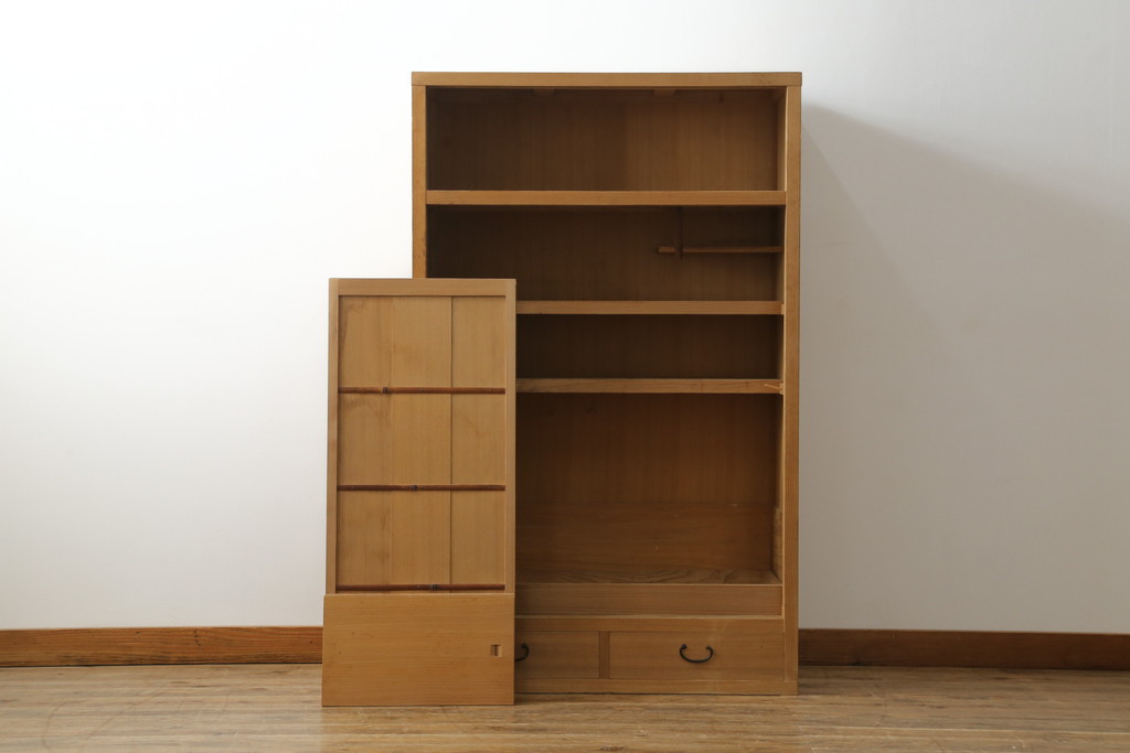 中古　民芸家具　和の空間づくりに取り入れたいシンプルな置き水屋(置水屋、茶水屋、戸棚、茶棚、収納棚)(R-057918)