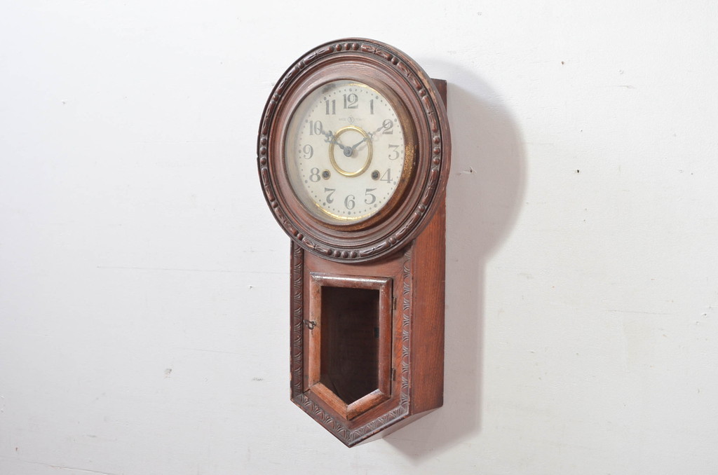 和製アンティーク　明治～大正　愛知県時計製造共同組合(AICHIKEN　CLOCK-MAKERS'　UNION'S　MARK)　MADE(Y)TOKYO　レトロな雰囲気を高める掛け時計(柱時計、古時計、振り子時計)(R-081837)