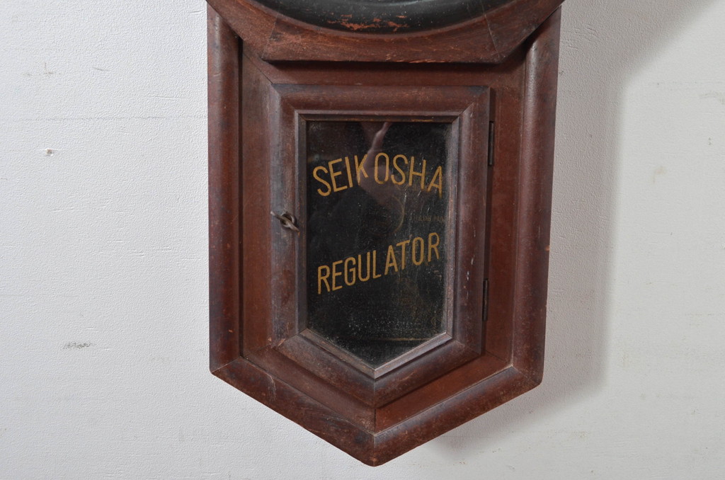 和製アンティーク　精工舎(SEIKOSHA、セイコー)　古い木味が魅力的な掛け時計(柱時計、古時計、八角時計、振り子時計)(R-081841)