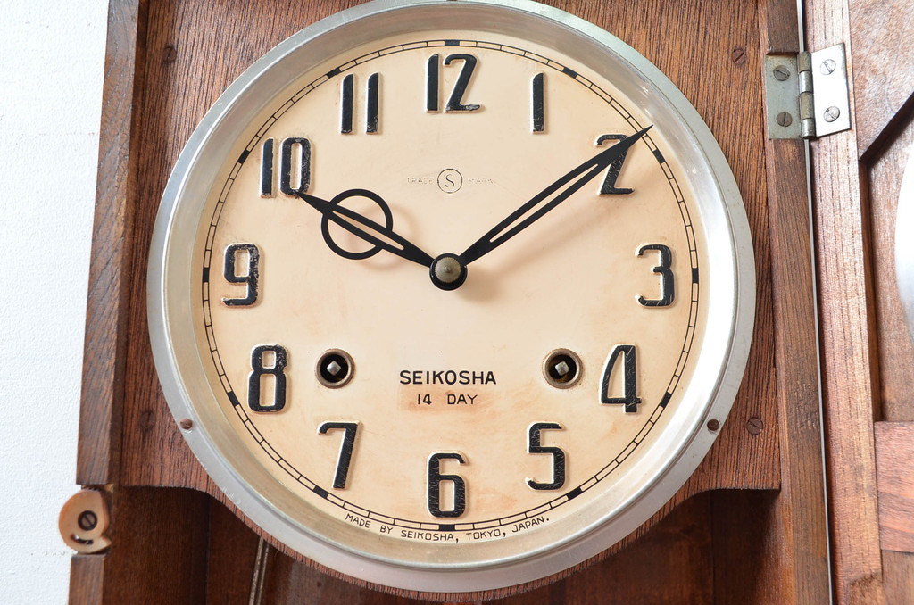 和製アンティーク　大正～昭和初期　精工舎(SEIKOSHA、セイコー)　TRADE(S)MARK　八角　オクタゴン　レトロな佇まいが魅力の柱時計(掛け時計、古時計、振り子時計)(R-082041)
