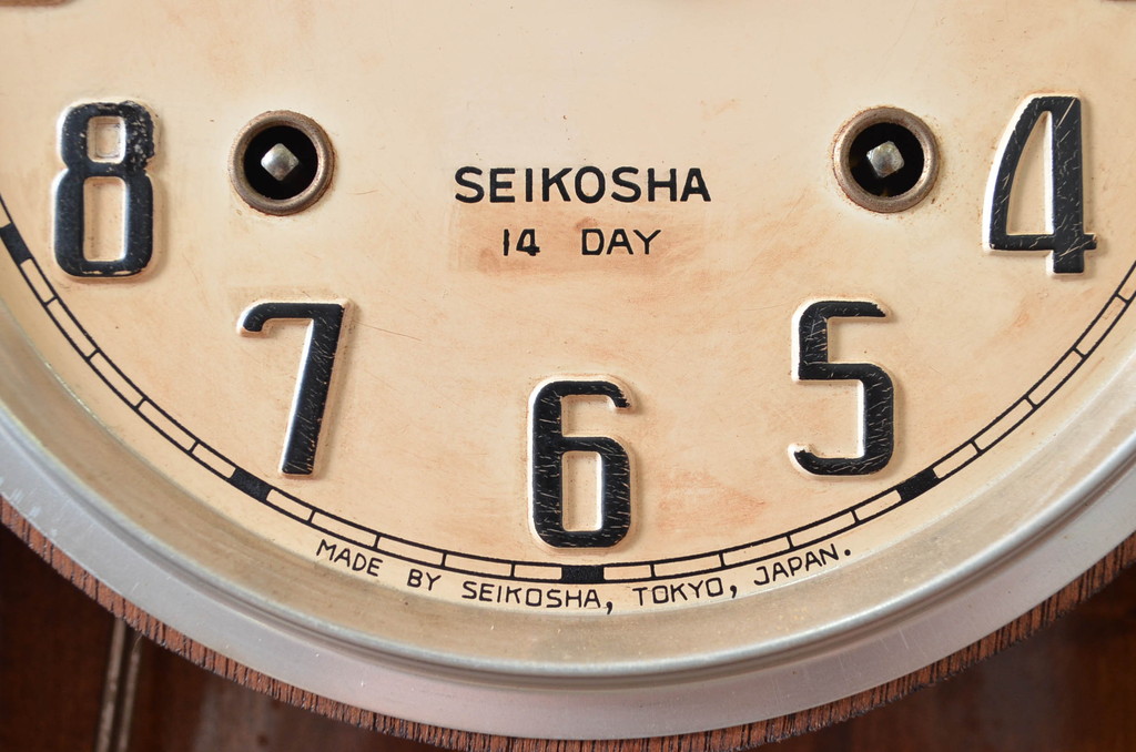 和製アンティーク　大正～昭和初期　精工舎(SEIKOSHA、セイコー)　TRADE(S)MARK　八角　オクタゴン　レトロな佇まいが魅力の柱時計(掛け時計、古時計、振り子時計)(R-082041)
