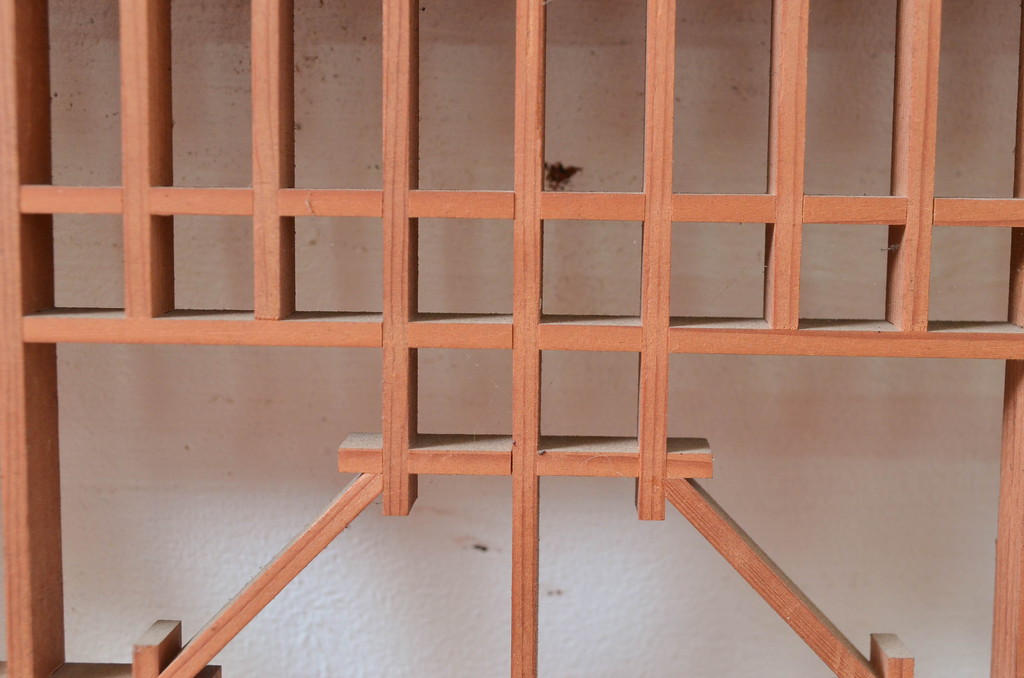 アンティーク建具　細かなデザインが魅力的な組子欄間2枚(明り取り、明かり取り)(R-082580)