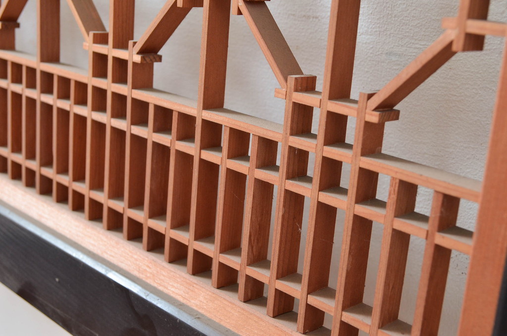 アンティーク建具　細かなデザインが魅力的な組子欄間2枚(明り取り、明かり取り)(R-082580)