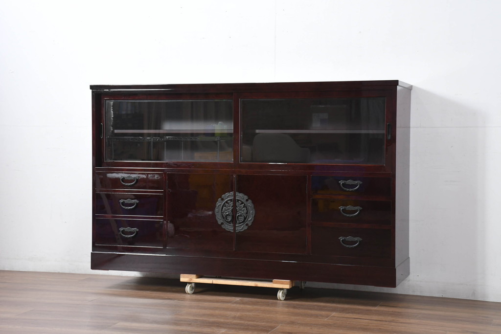 中古　新古品　未使用　展示品　二本松工藝館　田中家具　和の趣を感じる民芸飾り棚(サイドボード、サイドキャビネット、収納棚、戸棚)(定価約88万円)(R-081198)