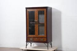 中古　新古品　未使用　展示品　二本松工藝館　田中家具　欅(ケヤキ)材　玉杢　和モダンな空間づくりにおすすめのサイドキャビネット(サイドボード、収納棚、戸棚)(定価約57万円)(R-081887)