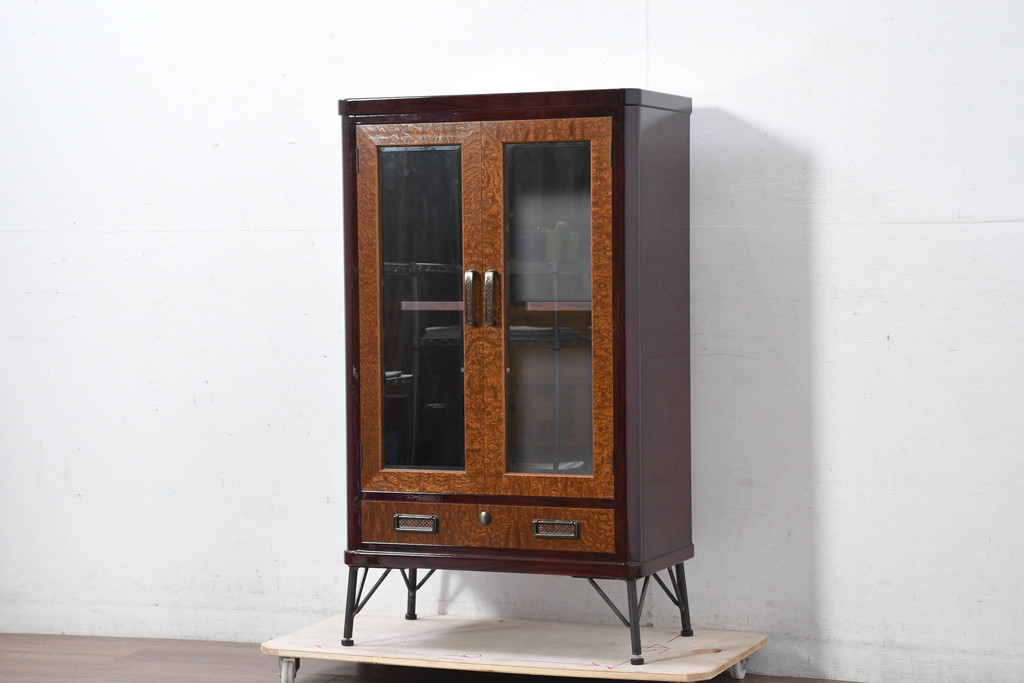 中古　新古品　未使用　展示品　二本松工藝館　田中家具　欅(ケヤキ)材　玉杢　和モダンな空間づくりにおすすめのサイドキャビネット(サイドボード、収納棚、戸棚)(定価約57万円)(R-081887)