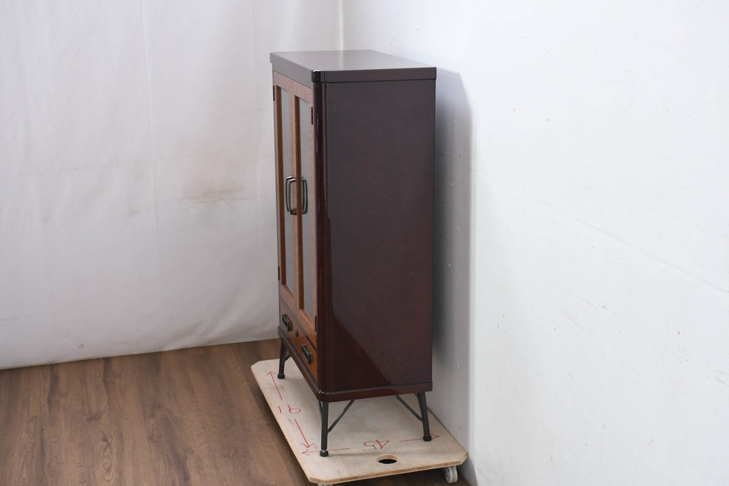 中古　新古品　未使用　展示品　二本松工藝館　田中家具　欅(ケヤキ)材　玉杢　和モダンな空間づくりにおすすめのサイドキャビネット(サイドボード、収納棚、戸棚)(定価約57万円)(R-081887)
