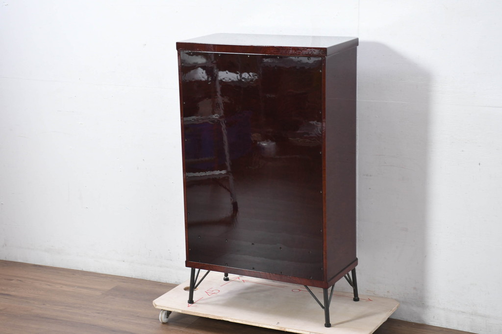 中古　新古品　未使用　展示品　二本松工藝館　田中家具　欅(ケヤキ)材　玉杢　和モダンな空間づくりにおすすめのサイドキャビネット(サイドボード、収納棚、戸棚)(定価約57万円)(R-081887)