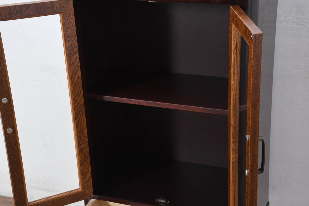 中古　新古品　未使用　展示品　二本松工藝館　田中家具　欅(ケヤキ)材　玉杢　和モダンな空間づくりにおすすめのサイドキャビネット(サイドボード、収納棚、戸棚)(定価約57万円)(R-081887)