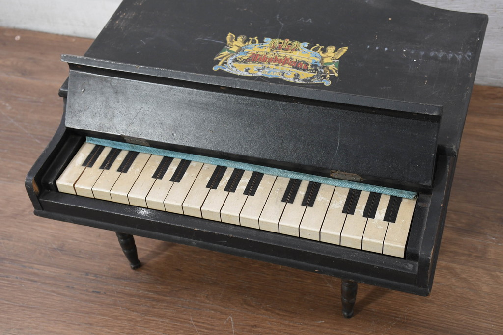 ジャンク品　国産　希少品　昭和初期　MIKADO OKAYAMA(ミカドピアノ)　可愛らしいアンティークミニピアノ(オブジェ、ディスプレイ、おもちゃ、玩具)(R-082083)