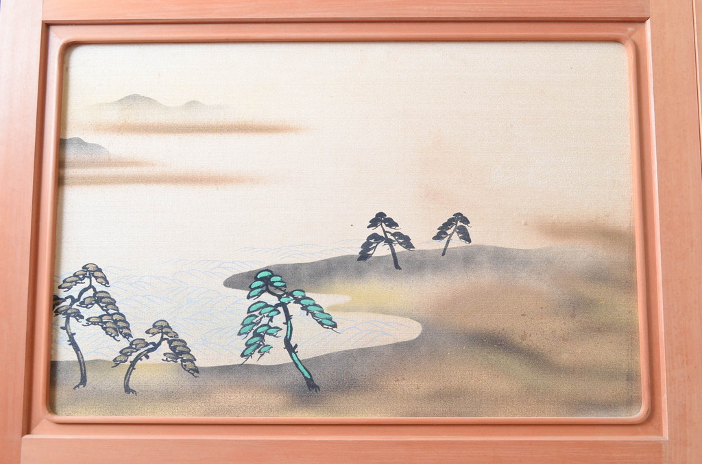 中古　美品　和の趣あふれる組子入りガラス帯戸4枚セット(引き戸、建具)(R-081996)