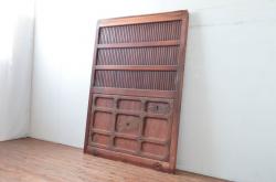 アンティーク建具　上手物!!　総欅(ケヤキ)材　凝った作りの北陸産格子蔵戸1枚(引き戸、格子戸、玄関戸)(R-082586)