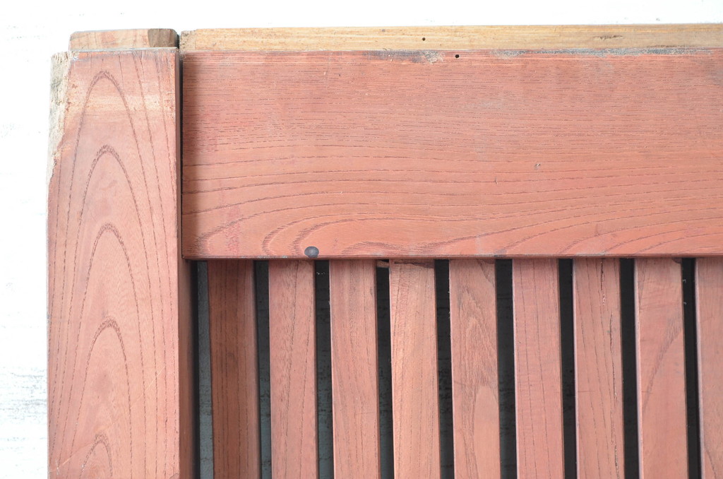 アンティーク建具　上手物!!　総欅(ケヤキ)材　凝った作りの北陸産格子蔵戸1枚(引き戸、格子戸、玄関戸)(R-082586)