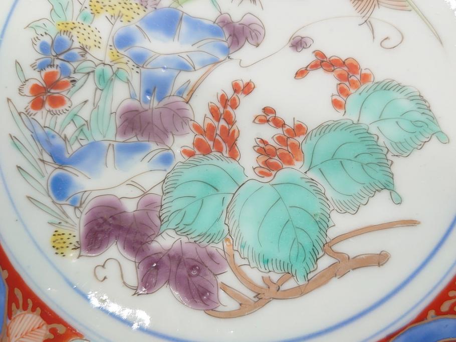 江戸期　太明成化年製　古伊万里　色絵　染付　竹林賢人図　7寸皿　約21　鮮やかな色彩が目を惹く皿2枚セット(七寸、葵口、輪花型、稜花型、唐子図、和食器、和皿)(R-061885)