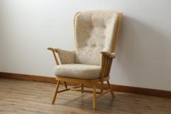 中古　美品　イギリス家具　ERCOL(アーコール)　エバーグリーン　気品のある佇まいが魅力の1人掛けイージーチェア(アームチェア、ラウンジチェア、ソファ、1人掛け、椅子、イス、英国、北欧)(定価約29万円)(R-066170)