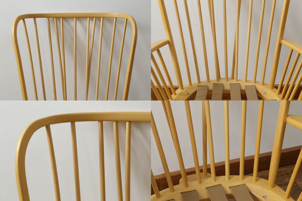中古　美品　イギリス家具　ERCOL(アーコール)　エバーグリーン　気品のある佇まいが魅力の1人掛けイージーチェア(アームチェア、ラウンジチェア、ソファ、1人掛け、椅子、イス、英国、北欧)(定価約29万円)(R-066170)