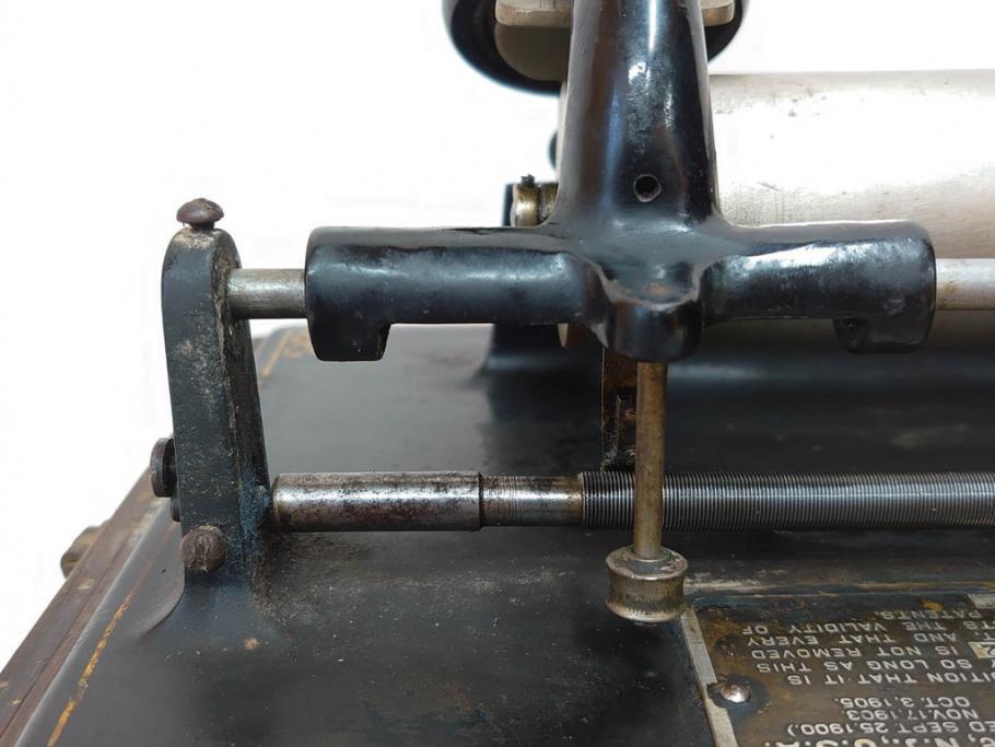 ジャンク品　エジソン　EDISON FIRESIDE PHONOGRAPH　MODEL A　フォノグラフ　蓄音機(ホーン付き、ケース付き、蝋管再生機、MODEL-H 4 MINUTE、トーマス・アルバ・エジソン)(R-076318)