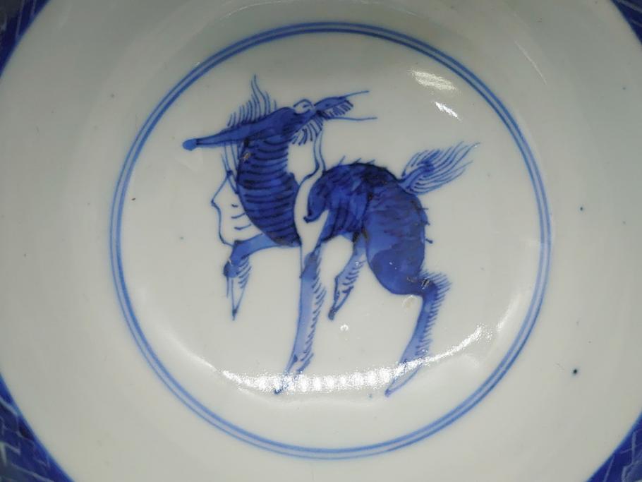 明治期　色絵　麒麟・獅子の図　特別感を演出する彩り豊かな蓋付き茶碗2点セット(蓋碗、和食器)(R-061892)