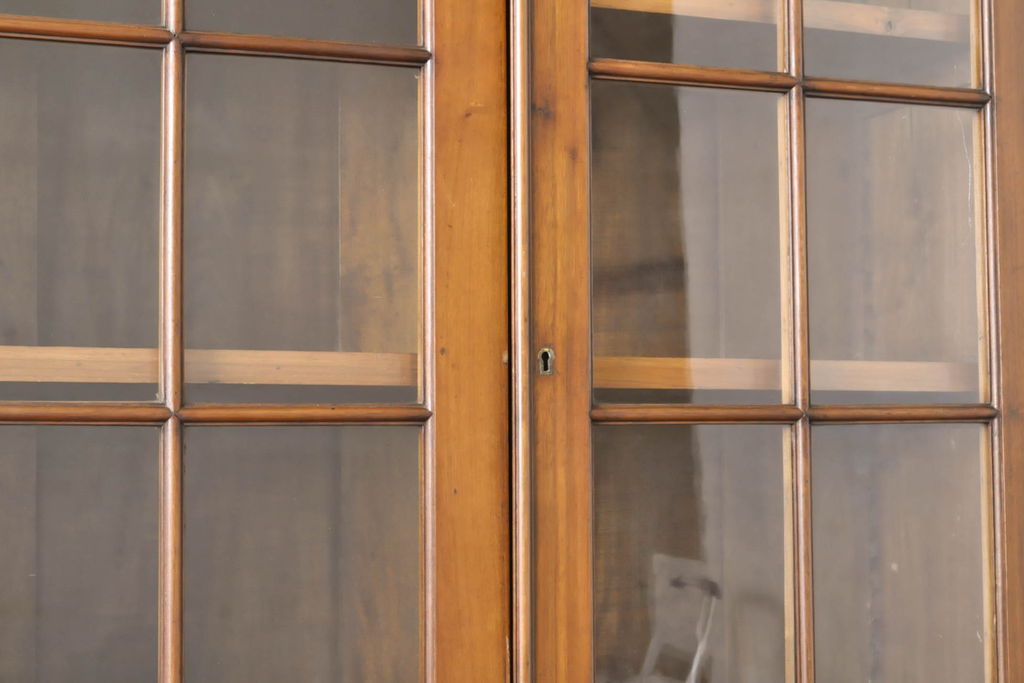 イギリスアンティーク　ウォールナット　クラシカルな佇まいが美しいビューローブックケース(キャビネット、収納棚、戸棚、本箱、ワークデスク、ライティングビューロー、在宅ワーク、在宅用)(R-060106)