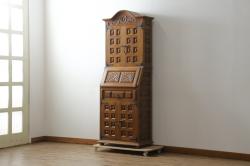 中古　美品　李朝　作りの良い真鍮(しんちゅう)金具が魅力的なキャビネット(サイドキャビネット、サイドテーブル、箪笥、収納棚、戸棚)(R-080379)