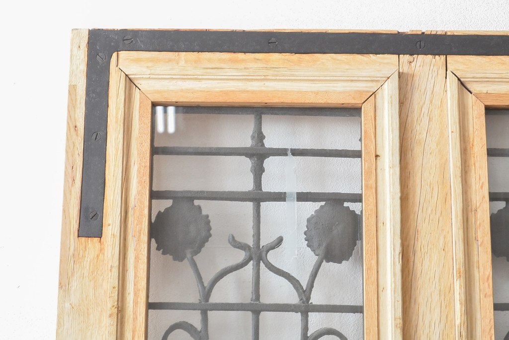 フランスアンティーク　オーク材　アイアンフェンスがお洒落なアクセントになるドア1枚(扉、木製ドア、建具)(R-057465)