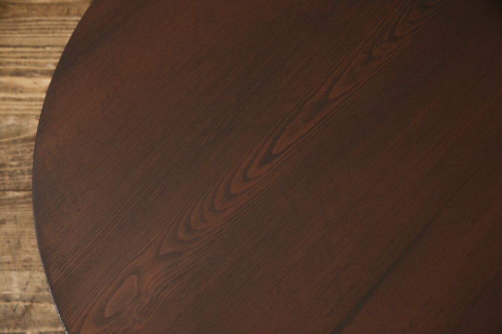 和製アンティーク　ヒノキ材　昭和初期　心やすらぐレトロな空間づくりにおすすめのちゃぶ台(座卓、丸型、ローテーブル、折りたたみテーブル)(R-047411)