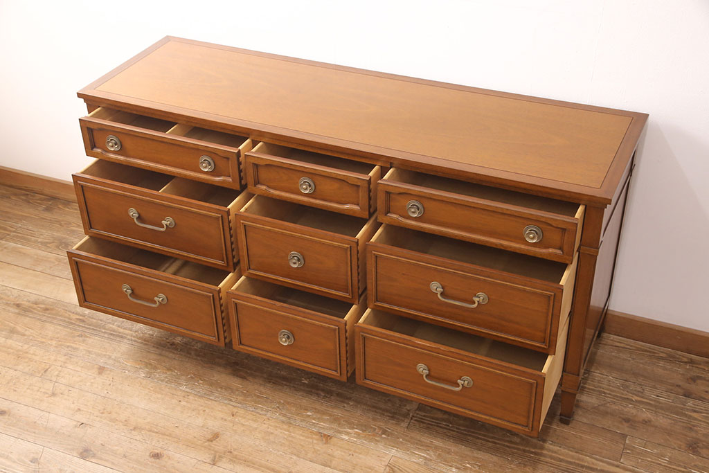 中古　美品　DREXEL HERITAGE(ドレクセルヘリテイジ)　Triune(トライユン)　気品あふれる佇まいが魅力のマホガニー材製サイドボード(チェスト、引き出し)(定価約70万円)(R-050854)