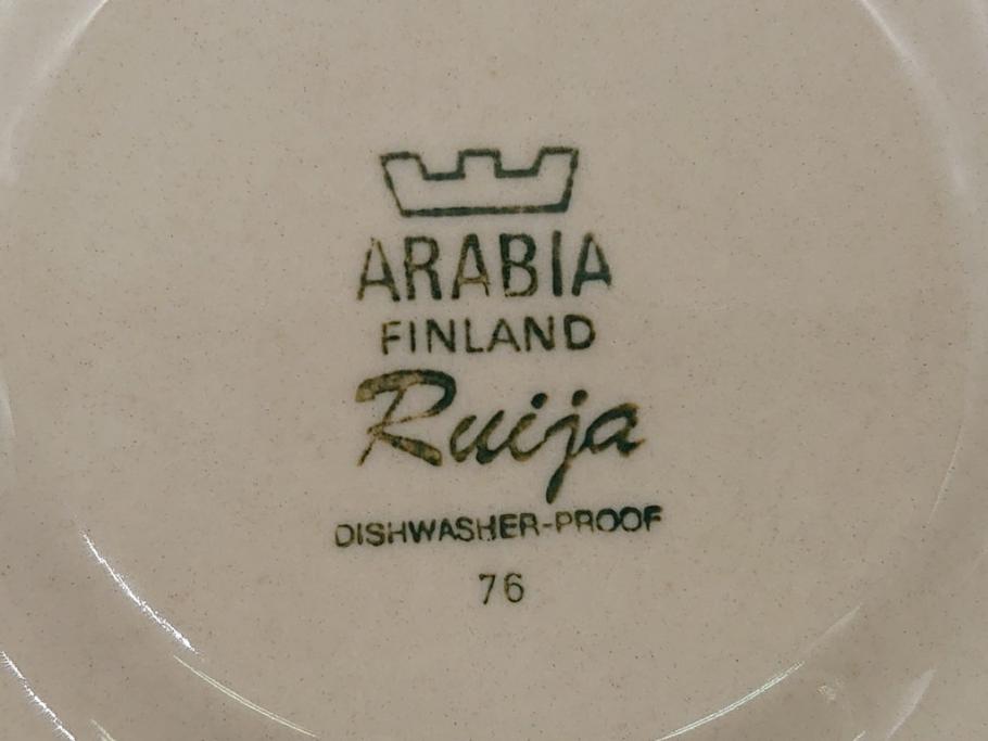 ARABIA FINLAND　Ruija(ルイージャ)　Ulla Procope(ウラ・プロコッペ)　優しさと温かみある絵付けが印象的なカップ&ソーサー2客セット(アラビア、フィンランド、Sモデル、北欧食器、C&S)(R-061929)