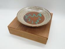 明治期　伊万里　染付　輪花型　約38cm　1尺2寸　丹念に絵付けされた花鳥や海老の図が見事な大皿(尺皿、陶器、エビ、海老、えび、風景、花鳥図、山水図、和食器、和皿、一尺二寸)(R-078890)