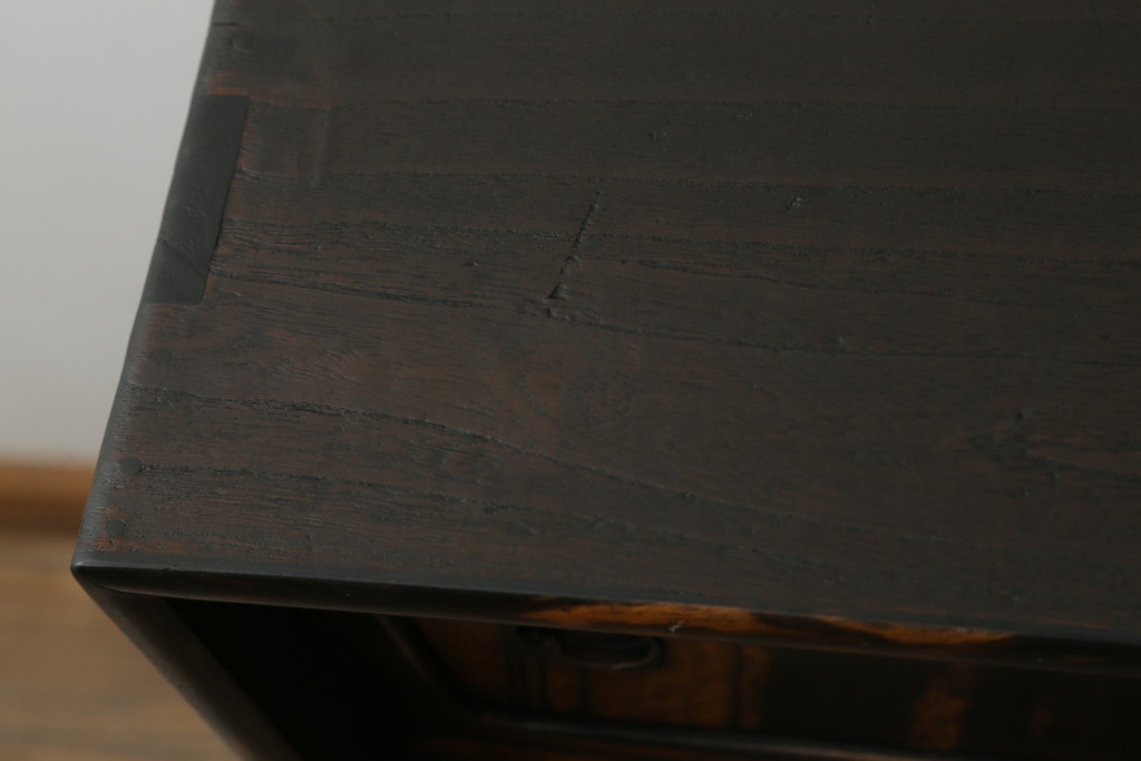和製アンティーク　黒柿材の独特な杢目が目を引く茶箪笥(収納棚、戸棚、キャビネット)(R-050716)