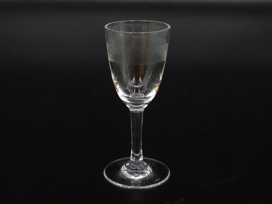 昭和初期　食卓をエレガントに演出するグラス7客セット(リキュール、ショット、酒杯、酒器、硝子、プレスガラス、和ガラス)(R-082886)