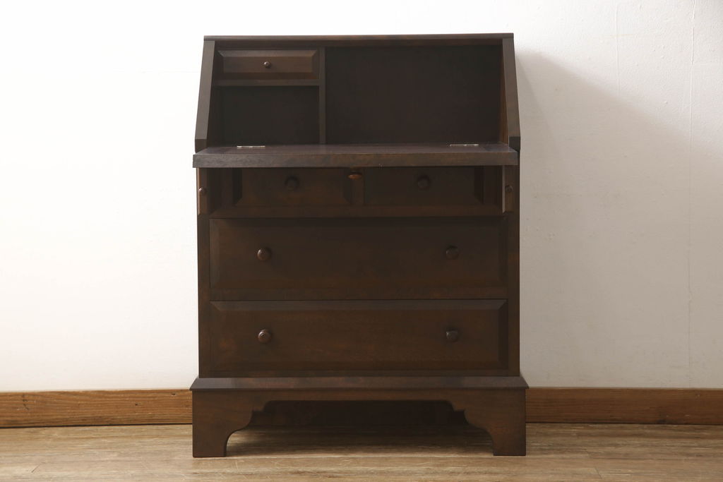 中古　松本民芸家具　#33A型　コンパクトなライティングビューロー(机、デスク、在宅用、在宅ワーク用、ワークデスク、引き出し)(定価約29万円)(R-061187)